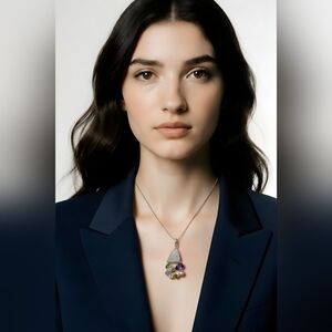 Sterling Silver 925 Pendant With Semiprecious Stones.